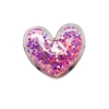 5cm heart-shaped PVC transparent gold shiny sheet quicksand pendant, cute children's headwear, BB clip, phone case hanging accessory Item Picture